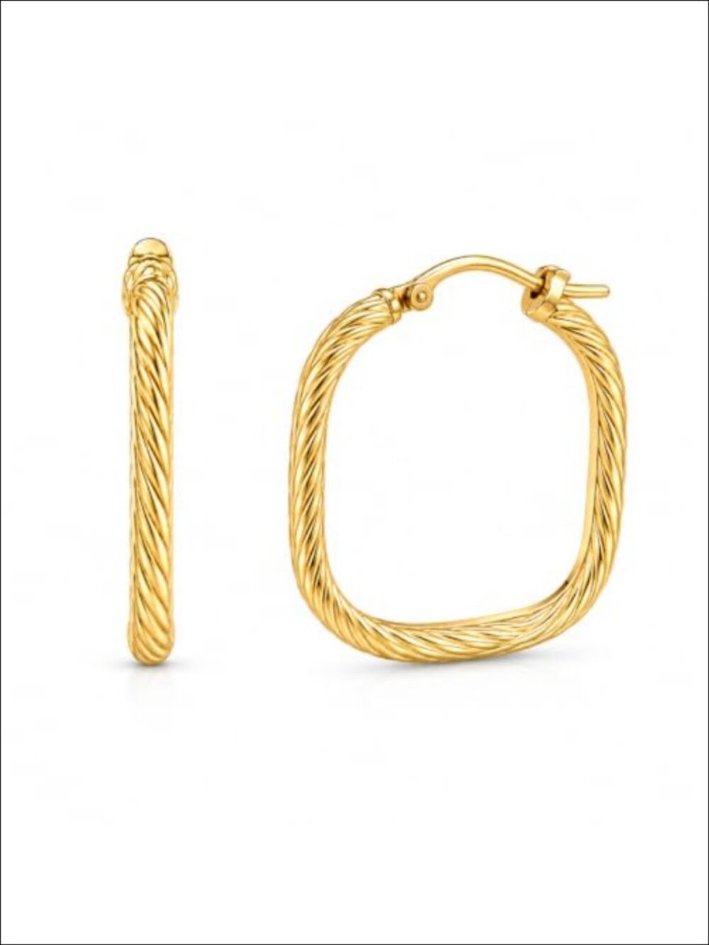 14K Gold Twist Hoop Earrings Hypoallergenic Latch Back